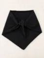 Black knitted triangular scarf for women, soft cashmere wool neck warmer and versatile winter bib. - 100-135CM / Black