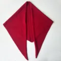 Red knitted triangular scarf for women, cozy winter warm fashion solid color shawl wrap. - Red
