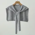 Grey knitted hollow neck shawl versatile simple solid color air conditioning room scarf - Space Gray