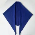 Blue knitted triangular scarf, cozy cashmere wool blend warm winter fashion shawl for women. - Dark Blue