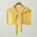 Yellow knit hollow out neck wrap shawl scarf winter warm stylish elegant ladies apparel - Pomelo Yellow