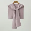 Bufanda Chal de Punto Rosa Nudo Variante Cuello Mock Versátil para Mujer Primavera - 103cm / Violeta Claro
