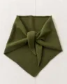 Solid color knitted triangular scarf for women, warm winter neck warmer and stylish kerchief. - 100-135CM / Olive Green