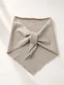 Solid color cashmere wool knitted triangular scarf, cozy winter warm neck wrap for women. - 100-135CM / Light Khaki