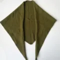 Olive green knitted triangular scarf, cozy cashmere wool blend warm shawl for women autumn winter. - Olive Green