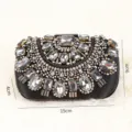 Luxury rhinestone evening clutch bag for women, elegant crystal beaded wedding bridal purse. - Black