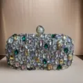 Luxus Kristall Strass Abendtasche handgemachte glitzernde harte Clutch Tasche Damen Handtasche - Silber