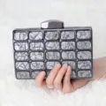 Acrylic Evening Clutch Bag Hard Shell Geometric Pattern Party Handbag for Women Elegant - Gold Thread Black