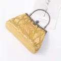 Elegant gold beaded evening bag vintage floral sequin handbag for women cheongsam dress - Gold