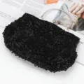 Vintage black beaded evening handbag with metal handle, elegant clutch for banquet wedding party. - Black