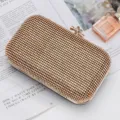Sparkling rhinestone evening clutch bag for women elegant wedding party shoulder purse - Gold