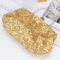 Gold beaded evening clutch bag, exquisite handmade rhinestone bridal handbag for party. - Gold Yellow