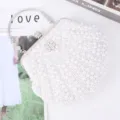 Pearl shell evening bag for women, elegant beaded clutch purse for wedding party and formal gown. - White