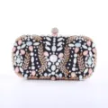 Black crystal evening clutch bag, handmade colorful rhinestone beaded elegant party handbag. - Black