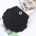 Black beaded evening bag handmade pearl clutch bag elegant vintage party purse for women - Black