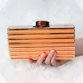Women's acrylic evening clutch bag, stylish striped crossbody bag for party and wedding. - Fluorescent Orange