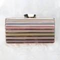 Chic striped acrylic evening clutch bag with metallic closure, stylish women shoulder bag. - Colorful