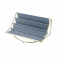 Organisateur de bureau avec cadre en métal doré et poches en tissu bleu à plusieurs niveaux. - L / Bleu