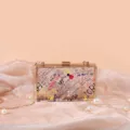 Clear acrylic graffiti crossbody bag for women, stylish square shoulder clutch with chain. - Main Style