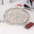 Luxury rhinestone evening clutch bag sparkling crystal egg shaped bridal purses for women - Gold