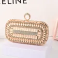 Rhinestone Evening Clutch Bag Luxury Crystal Banquet Handbag Wedding Party Purse for Women - Champagne Gold