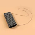 Black rhinestone evening clutch bag with silver chain strap for party wedding banquet. - Black