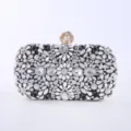 Luxury rhinestone evening clutch bag for women elegant crystal wedding party purse. - 19*5*10cm / Black and White