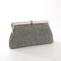 Élégante pochette de soirée en strass avec cadre en métal argenté, parfaite pour les fêtes. - 24*5*12 / Zircon Blanc