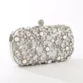 Silver rhinestone evening clutch bag, elegant crystal beaded wedding bridal hand bag for women. - 19*5*10cm / Silver