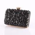 Black rhinestone acrylic evening clutch bag, elegant crystal sparkling diamond purse for party. - 19*5*10cm / Black