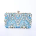 Light blue crystal beaded evening clutch bag, luxury rhinestone party handbag for women. - 18*5*10cm / Blue