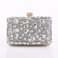 Silver Rhinestone Evening Clutch Bag Crystal Square Handbag Formal Party Wedding Purse - 19*5*10cm / Silver