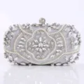 Silver Rhinestone Evening Clutch Bag Elegant Pearl Beaded Wedding Handbag for Women - Silver