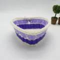 Panier de rangement en plastique en forme de cœur, design violet et blanc avec doublure. - En forme de cœur n° 3 (l14*L16*H17 cm) / Rayé Violet