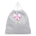 Sac à dos à cordon à pois mignon avec pendentif nœud rose sac à dos décontracté doux - Avec Pendentif / Blanc Cassé