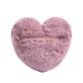 Cute pink heart-shaped plush crossbody bag, soft fuzzy faux fur shoulder bag for women. - Dusty Pink
