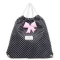 Sac à dos cordon à pois mignon avec nœud rose, sac décontracté tendance pour tous les jours. - Avec Pendentif / Noir
