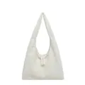 Off-white crinkled large capacity shoulder bag, casual hobo bag for women daily commute. - Off White