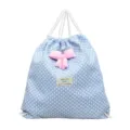 Joli sac à dos cordon bleu à pois avec pendentif nœud rose, sac de loisirs mignon pour fille. - Avec Pendentif / Bleu