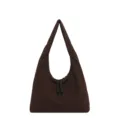 Dark brown minimalist slouchy shoulder bag, large capacity casual tote for daily commute. - Coffee