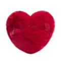 Red heart shaped plush crossbody bag for women, cute winter fluffy shoulder handbag. - Red