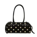 Stylish polka dot baguette shoulder bag for women, trendy casual daily underarm purse. - L / Black