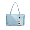 Γαλάζια σατέν τσάντα ώμου tote, μινιμαλιστική casual τσάντα μασχάλης για καθημερινή χρήση. - Μπλε