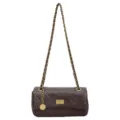 Stylish brown quilted chain shoulder bag for women, classic flap design for daily commute. - Coffee