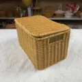 Panier de rangement tisse avec couvercle boite organisatrice en rotin pour jouets maison - Panier de rangement avec couvercle / Moyen (32x22x18cm)