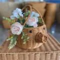 Imitation rattan woven animal fruit basket creative plastic flower storage container for home - Golden Pig Basket with Handles Dia 20*H15cm