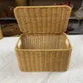 Panier de Rangement en Rotin avec Couvercle Grande Capacité Boîte de Rangement Jouets - Panier de rangement avec couvercle / Petit (28x18x15cm)