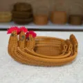 Cute chicken shape imitation rattan woven nesting fruit basket set, ideal home snack storage container. - Brown Chick 3-Piece Set