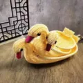 Imitation rattan swan fruit basket creative animal storage basket desktop home decor items - White Duckling 3-Piece Set