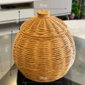 Handmade rattan woven storage basket with lid, desktop sundries organizer for home decor use - WB01 Small Round Jar with Lid (No Stand)